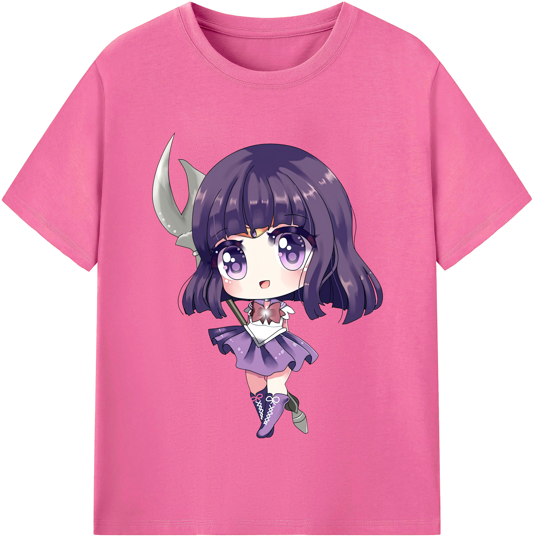 （画像用） 美少女戦士セーラームーン 土萠ほたる Sailor Moon Tomoe Hotaru （セーラーサターン；Sailor Saturn） レディースカジュアルプリントTシャツ（綿100％）